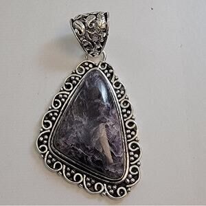 Necklace Pendants Charoite Purple Gemstone in Sterling Silver Handmade Jewelry
